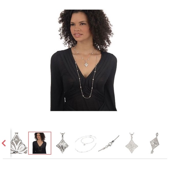 Affinity Diamond 1/4 CT TW Sterling 3-Piece Vintage Inspired Necklace Set/NEW! - Picture 8 of 8